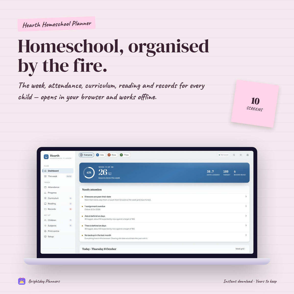 Homeschool Planner App — Homeschool, organised by the fire