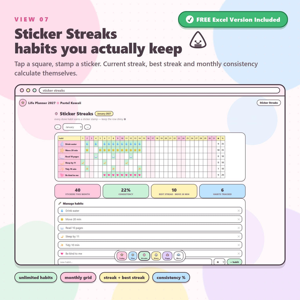 2027 Pastel Kawaii Life Planner App, All-in-One Digital Organizer (Digital Download)
