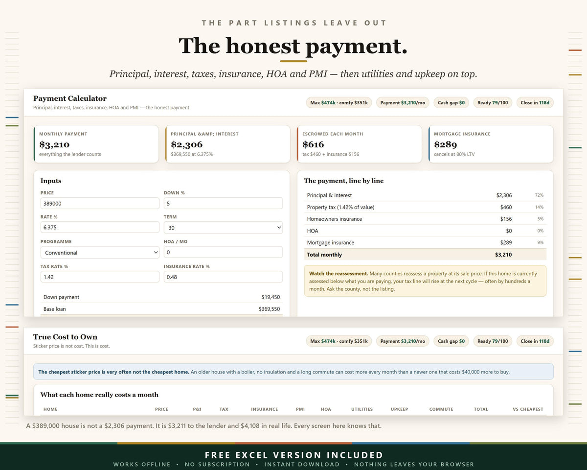 First-Time Home Buyer Hub App, Mortgage Calculator, House Hunting Guide (Digital Download)