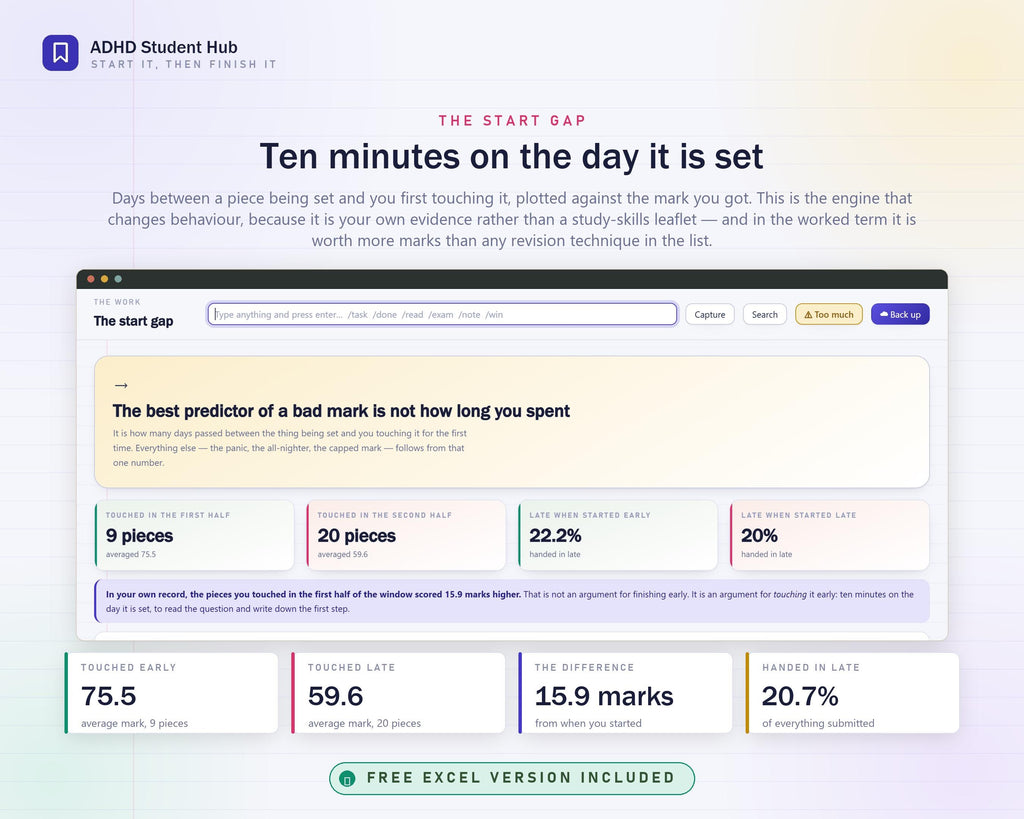 ADHD Student Planner Hub, Assignment Tracker, Study Timer (HTML App)
