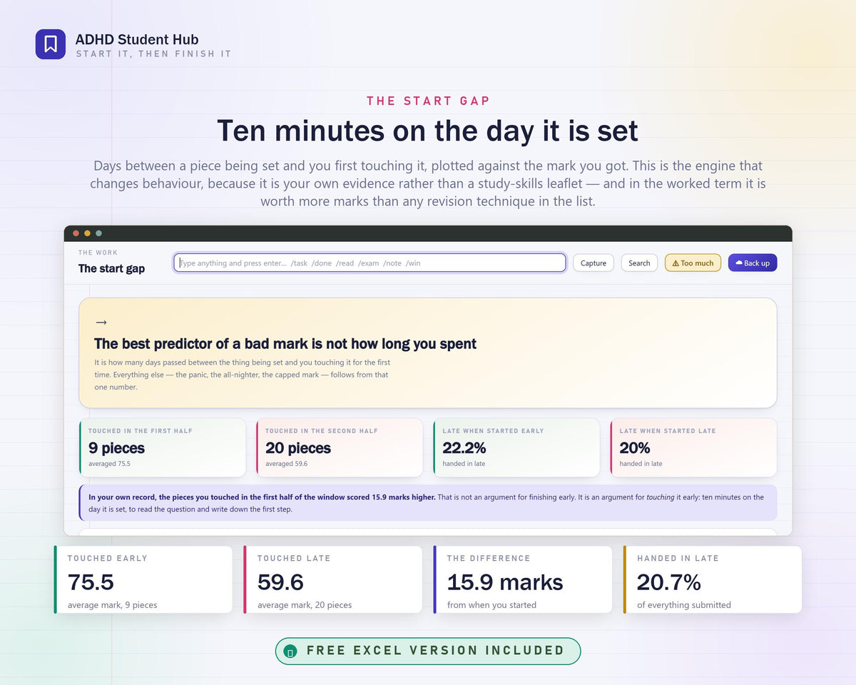 ADHD Student Planner Hub, Assignment Tracker, Study Timer (HTML App)
