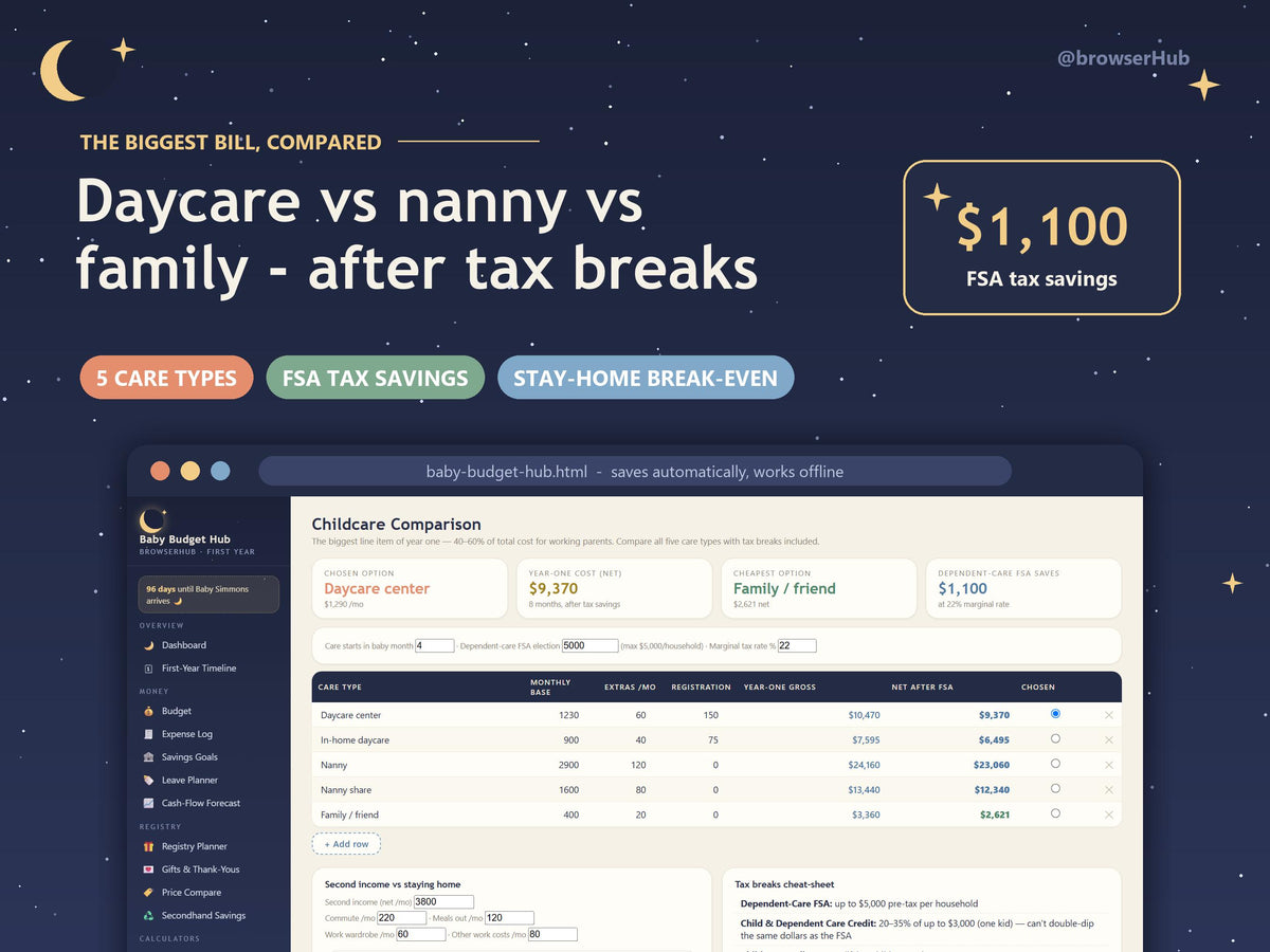 Baby Budget & First-Year Hub App, Interactive Registry, Cost Tracker (Digital Download)