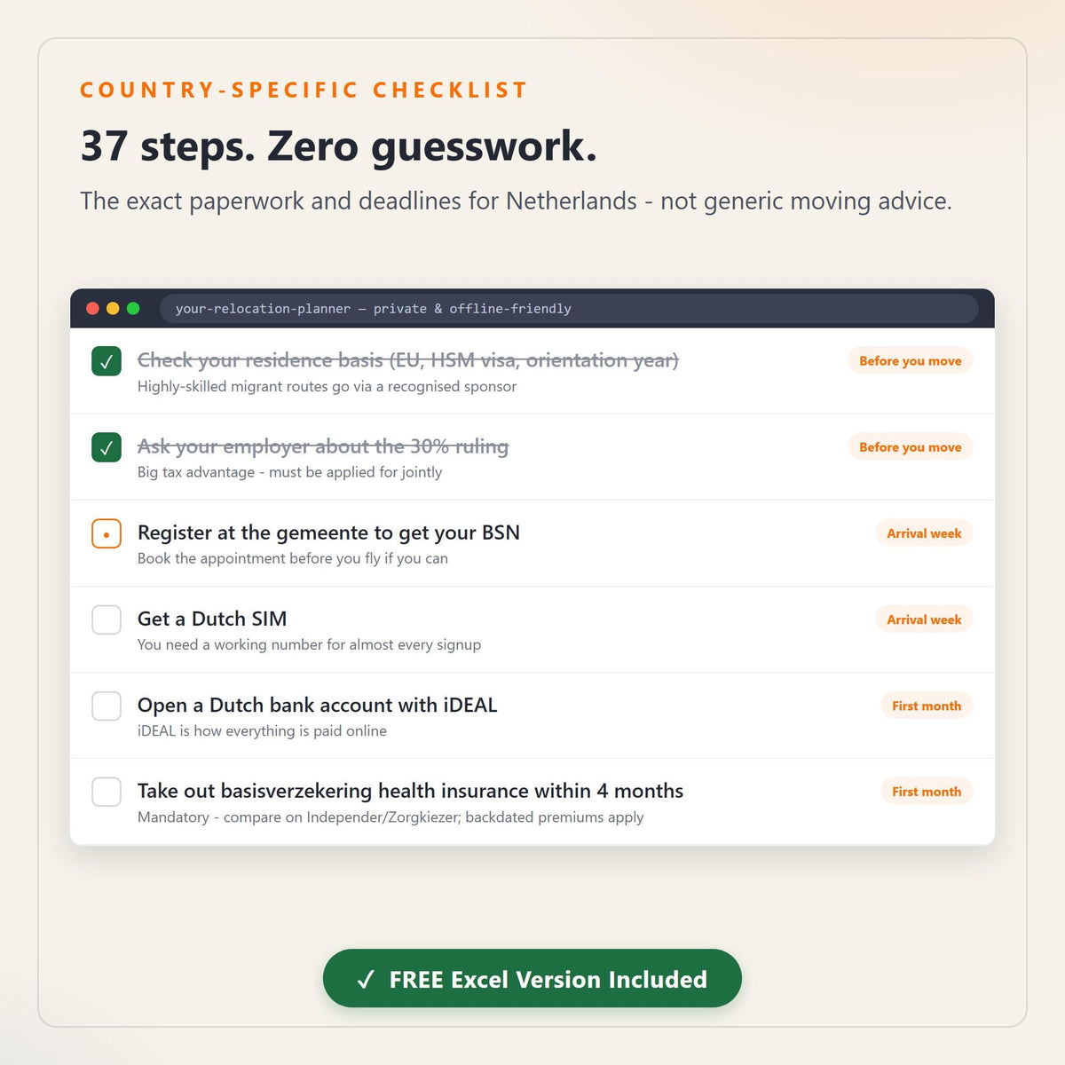 Netherlands Relocation Planner, Interactive Moving Checklist, Budget Tracker (Digital Download)