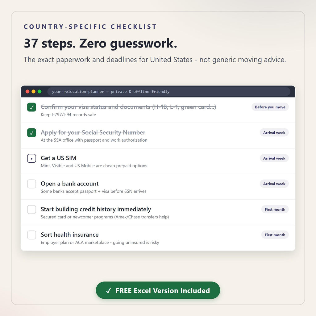 United States Relocation Planner, Moving Checklist, Budget, Packing Tracker (Digital Download)