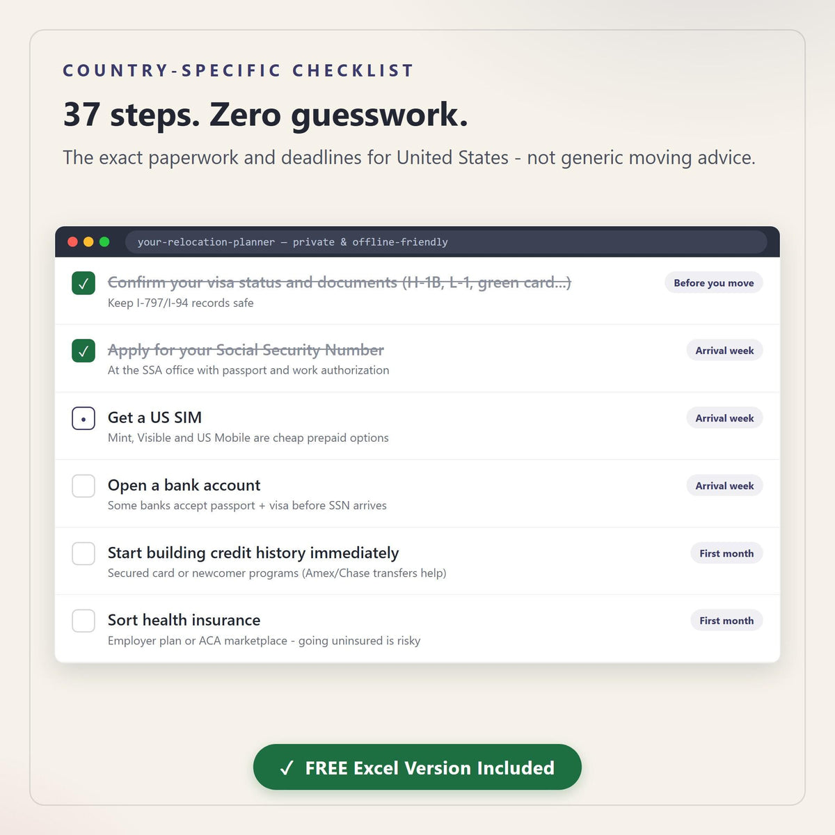 United States Relocation Planner, Moving Checklist, Budget, Packing Tracker (Digital Download)