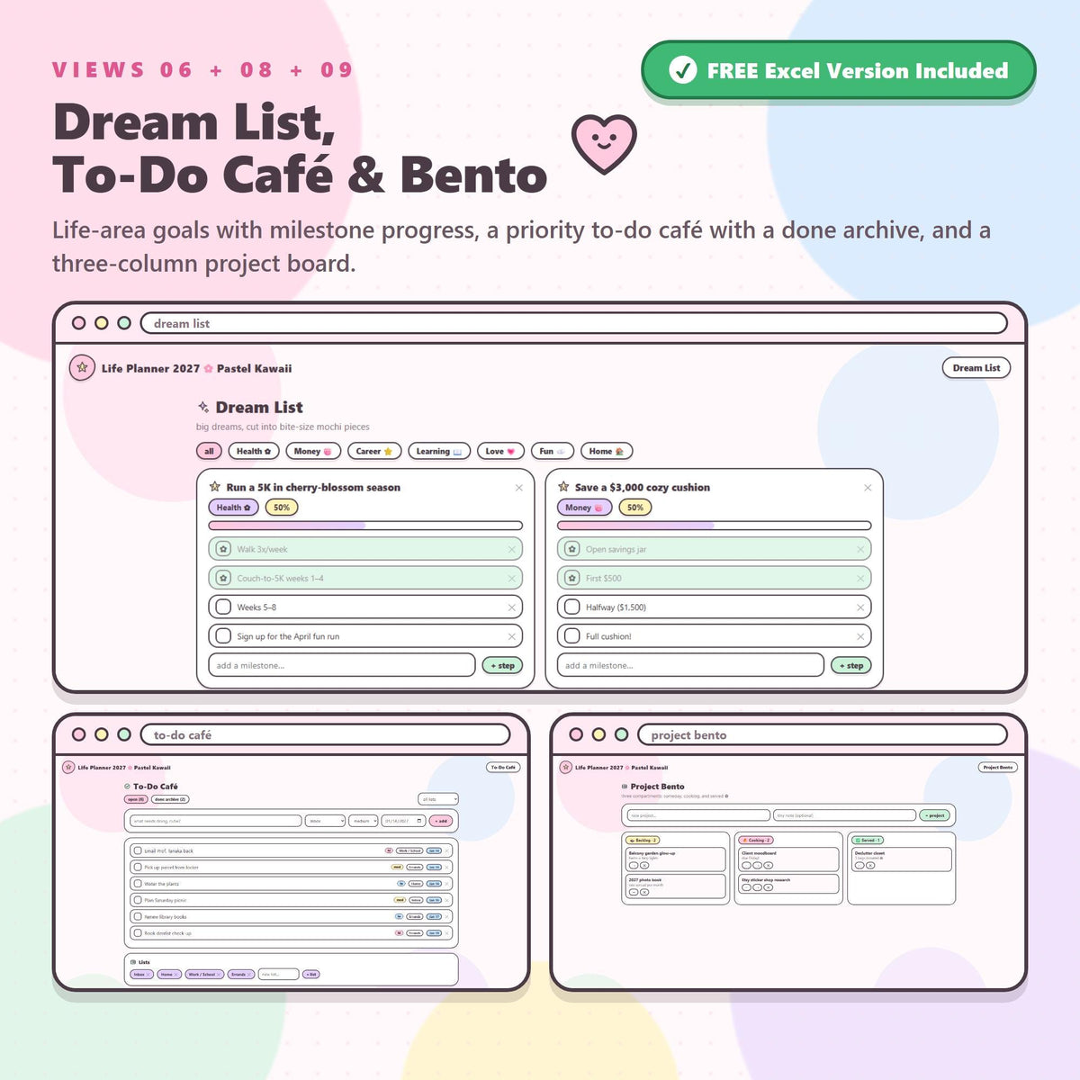 2027 Pastel Kawaii Life Planner App, All-in-One Digital Organizer (Digital Download)