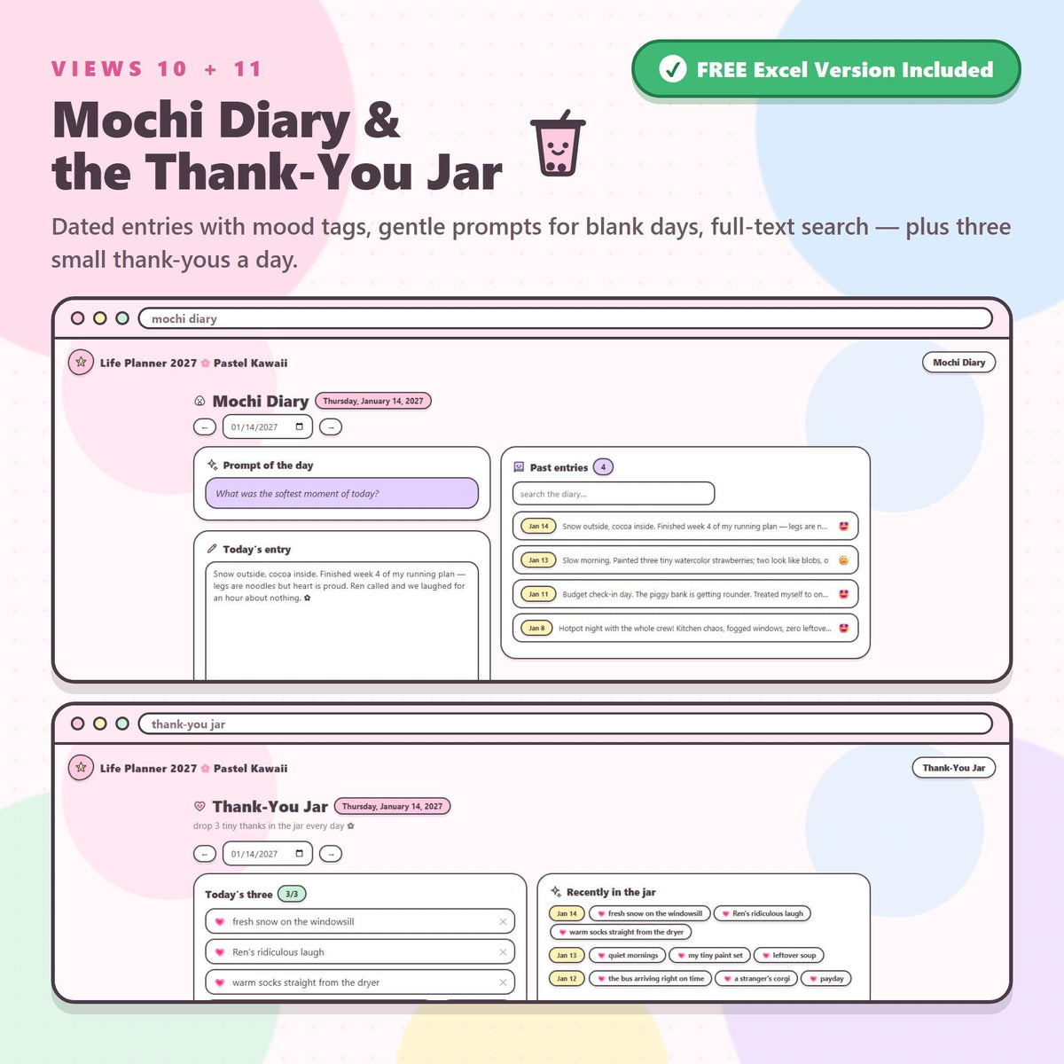 2027 Pastel Kawaii Life Planner App, All-in-One Digital Organizer (Digital Download)