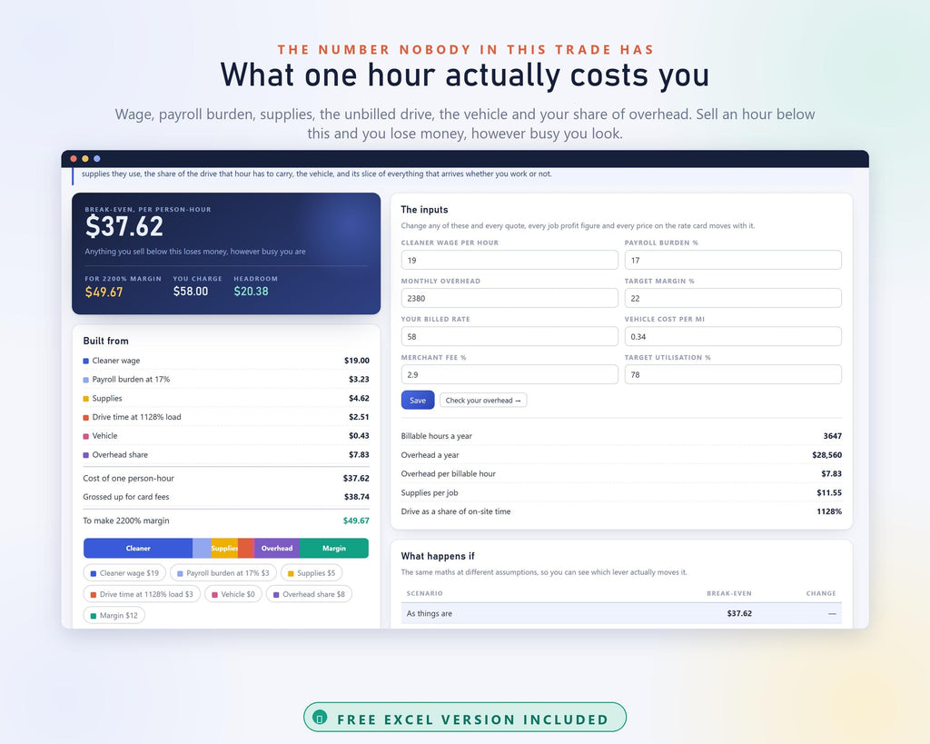 Cleaning Business Hub App, Schedule, Quote Calculator, Profit Tracker (Excel Included)