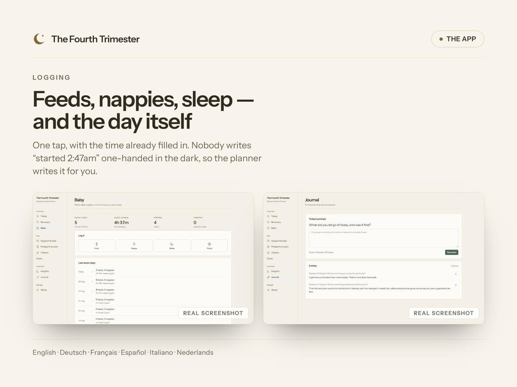 Fourth Trimester Recovery Planner, Postpartum Care Tracker, Baby Log (Digital Planner)