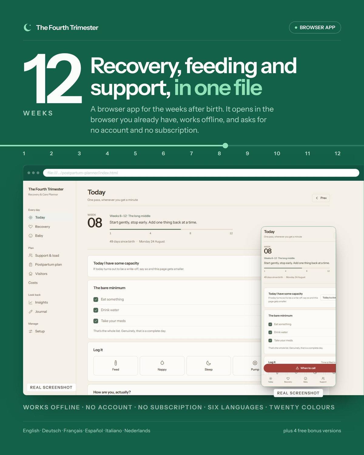 Fourth Trimester Recovery Planner, Postpartum Care Tracker, Baby Log (Digital Planner)