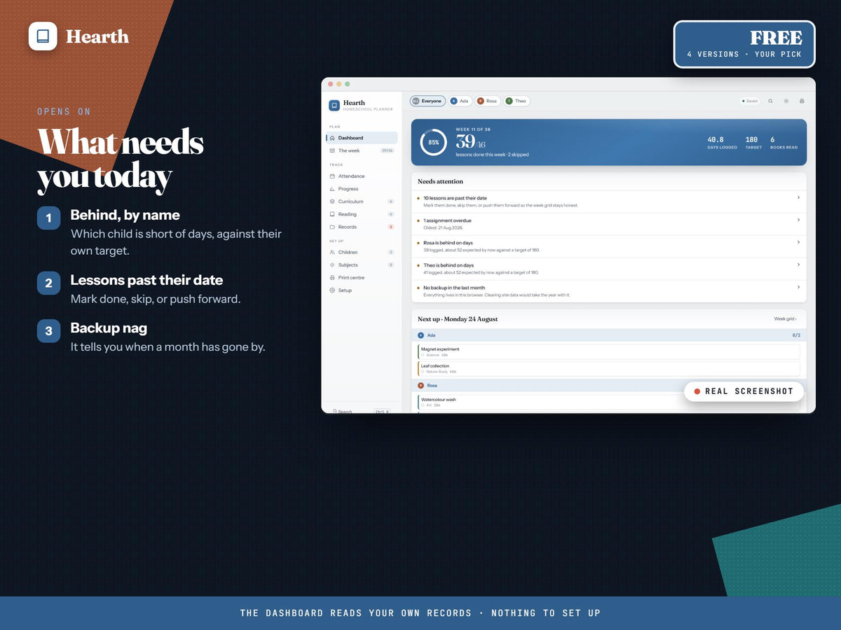 Homeschool Planner App, Browser-Based, 6 Languages, 4 Bonus Versions (Digital Download)