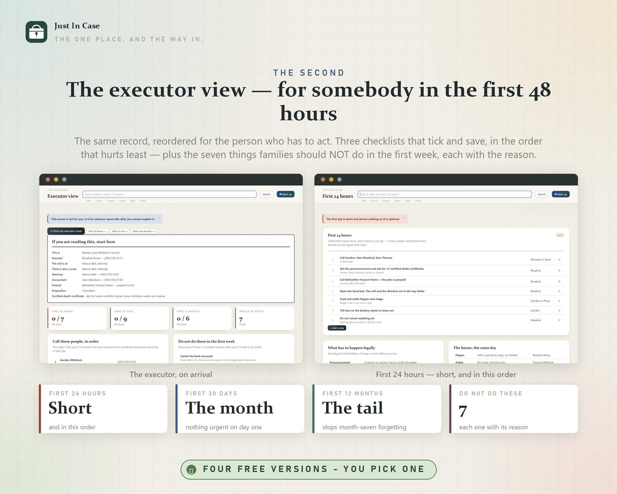 Just In Case Binder Hub App, Estate Planning, Emergency Organizer (Digital Download)