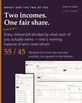 Couples Budget App | Fair Share Split by Income, Running Balance (HTML File)