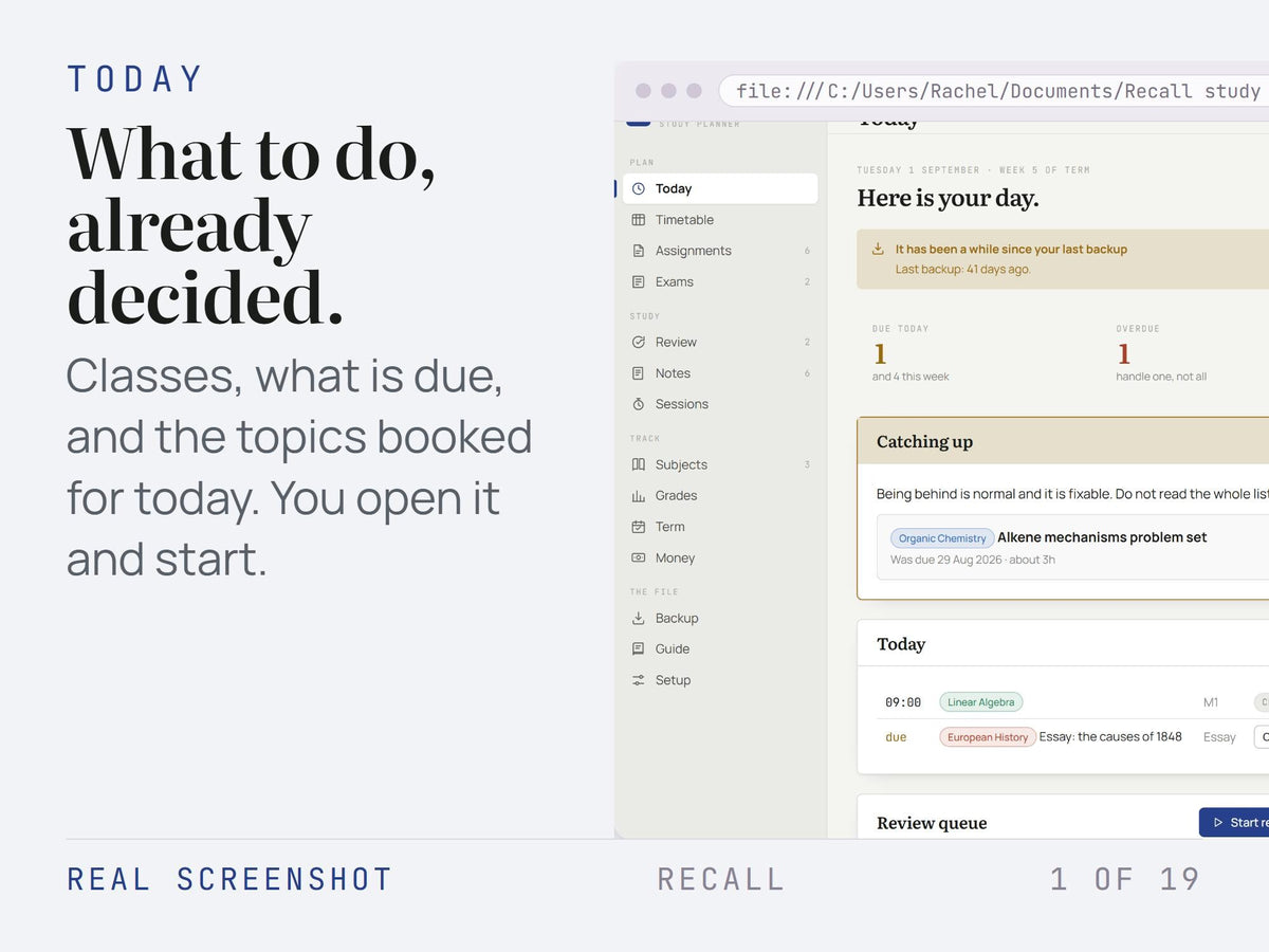 Offline Study Planner App – Spaced Revision, Timetable, Exams (HTML File)