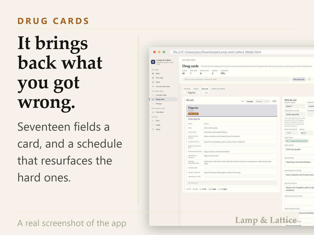 Nursing School Study App - Concept Maps, Drug Cards, Care Plans, Grade Tracker - Offline, No Account - Free Notion or Ex