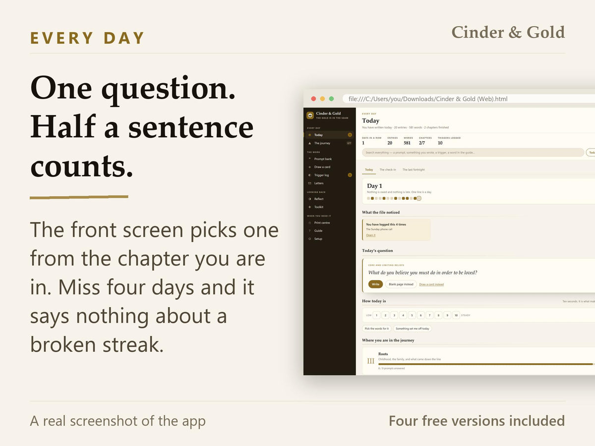 Shadow Work Journal App | 520 Prompts, Trigger Log, Offline (Digital Download)