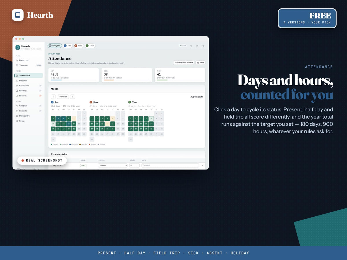 Homeschool Planner App, Browser-Based, 6 Languages, 4 Bonus Versions (Digital Download)