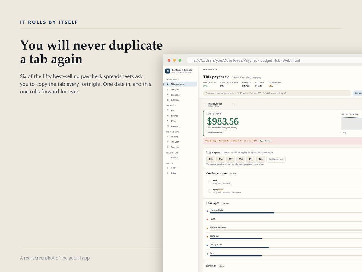 Paycheck Budget Planner App, Biweekly Envelope Budget, Debt Payoff Plan (Digital Download)