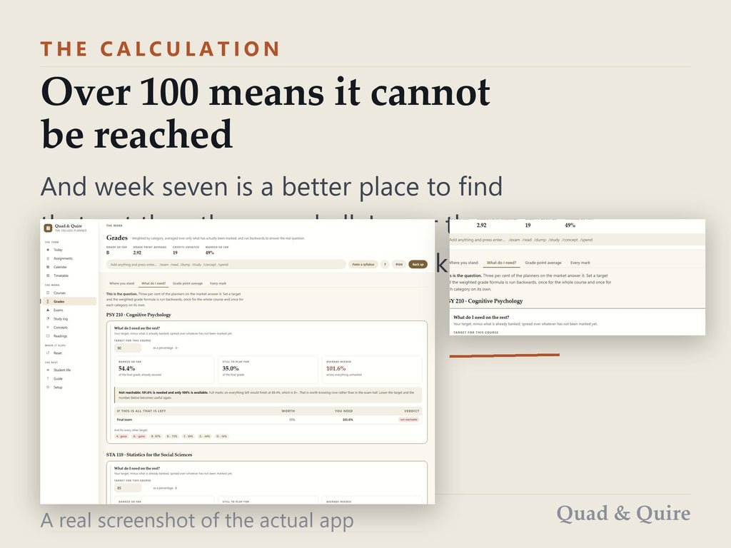 College Grade Calculator App, GPA Planner, Semester Study Tool (Digital Download)