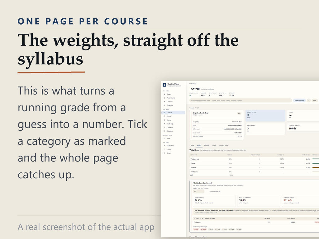 College Grade Calculator App, GPA Planner, Semester Study Tool (Digital Download)