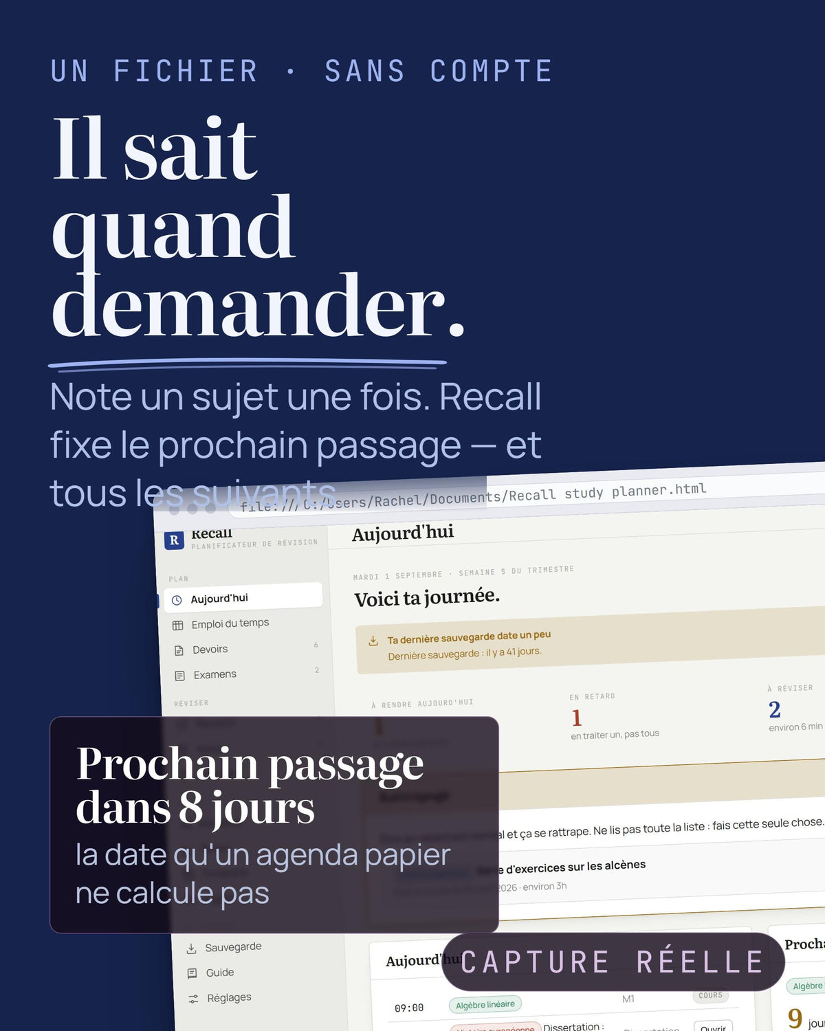 Recall Study Planner – HTML File, Offline, 6 Languages (Bonus Included)