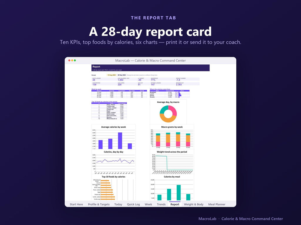 Macro Tracker Spreadsheet | TDEE Calculator, Meal Planner (Digital Download)