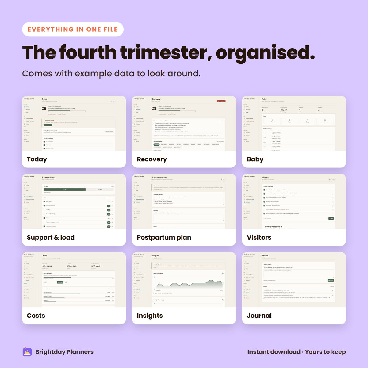 Fourth Trimester Recovery Planner — The fourth trimester, organised