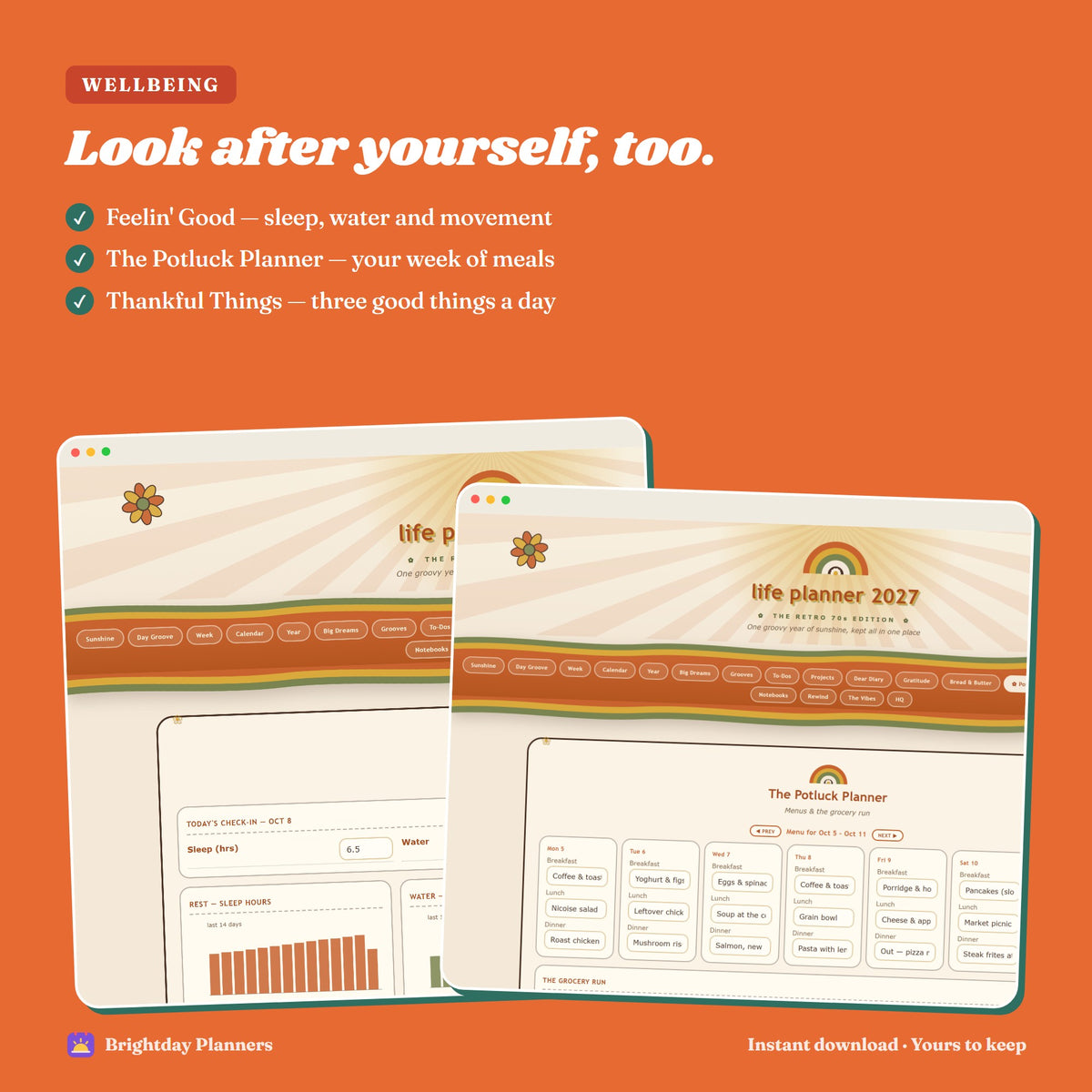 Retro 70s Life Planner 2027 — Look after yourself, too