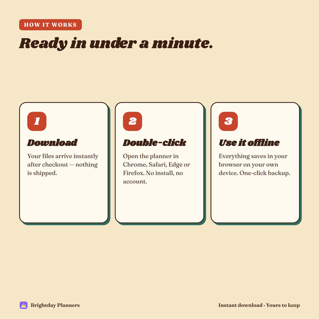 Retro 70s Life Planner 2027 — Ready in under a minute