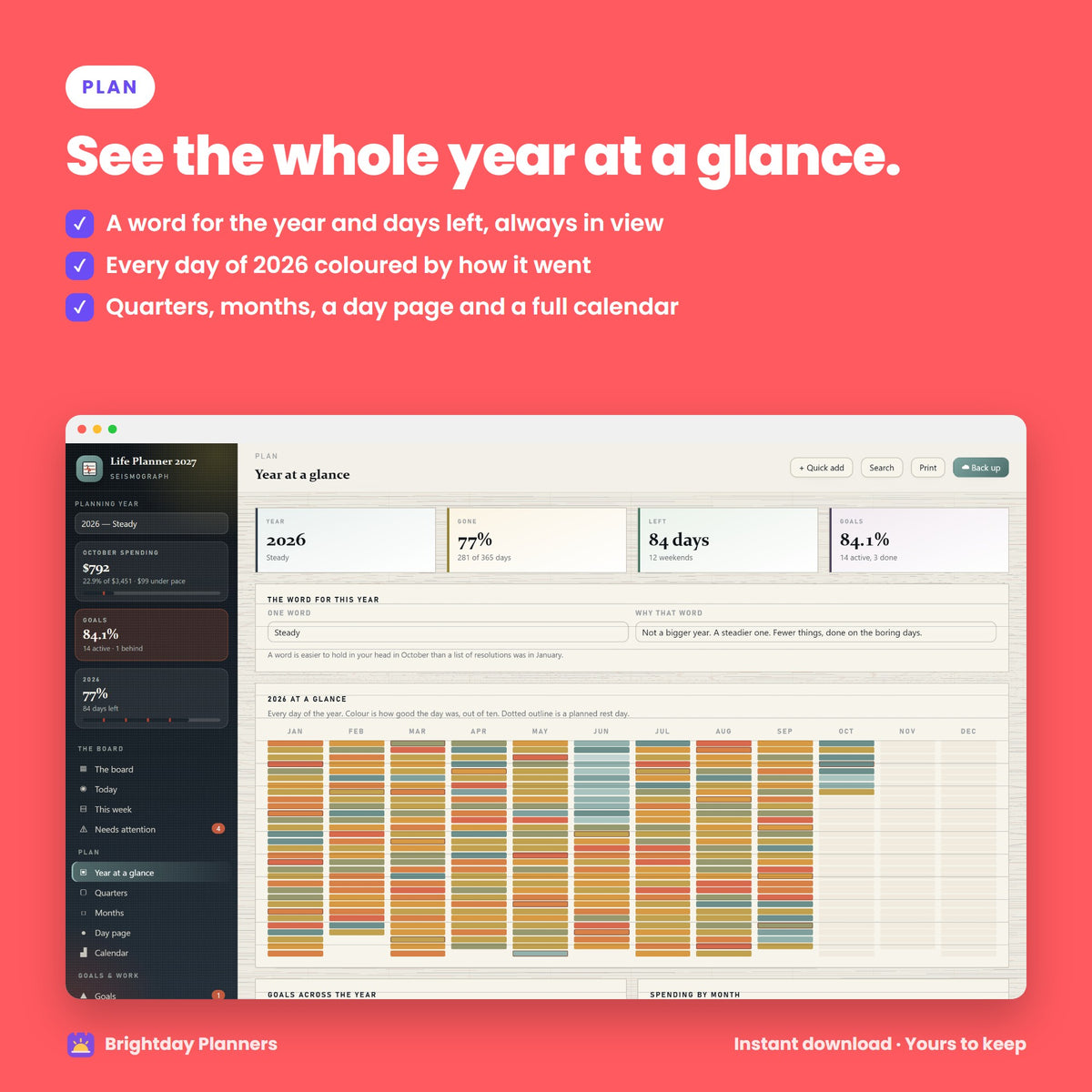 2027 Seismograph Life Planner — See the whole year at a glance