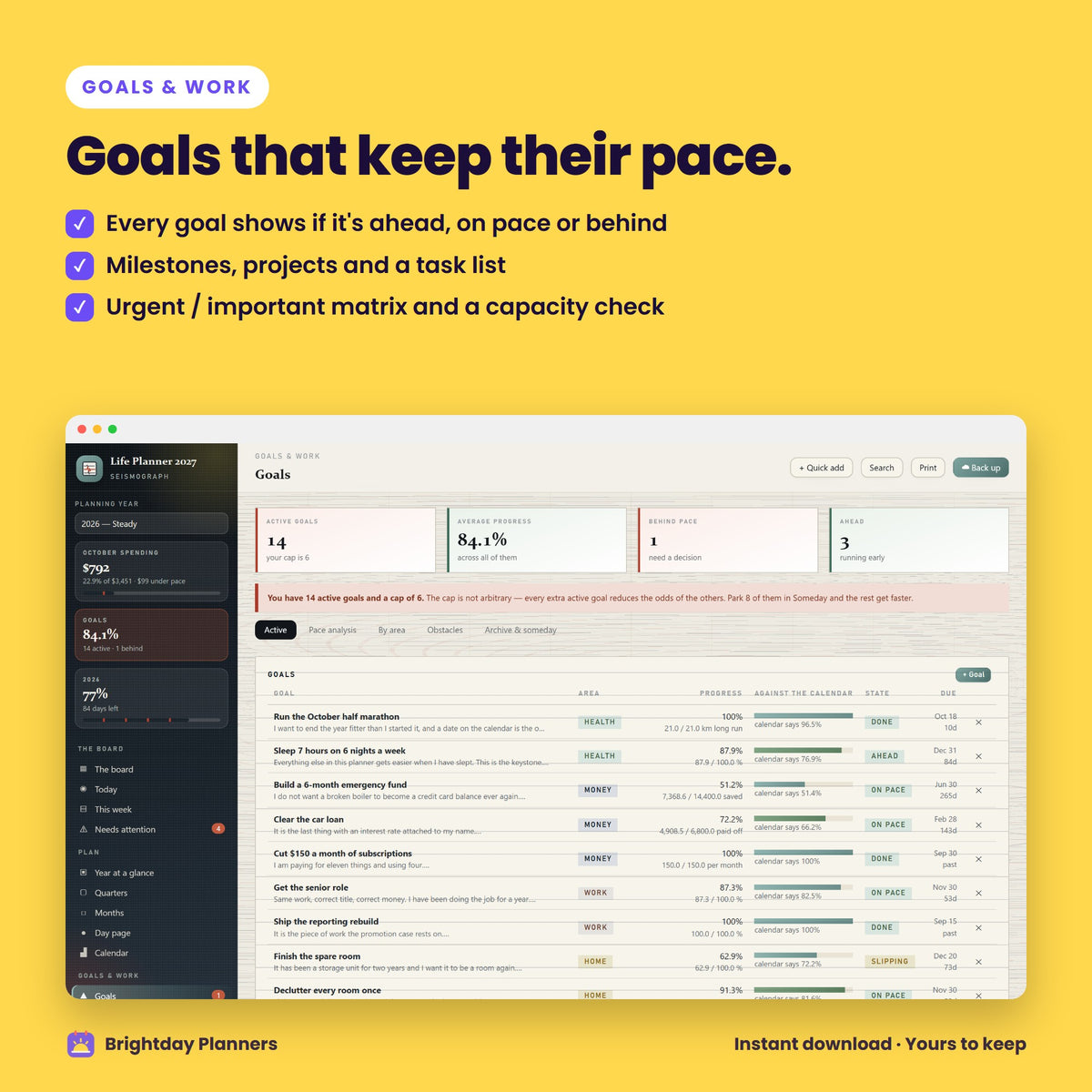 2027 Seismograph Life Planner — Goals that keep their pace