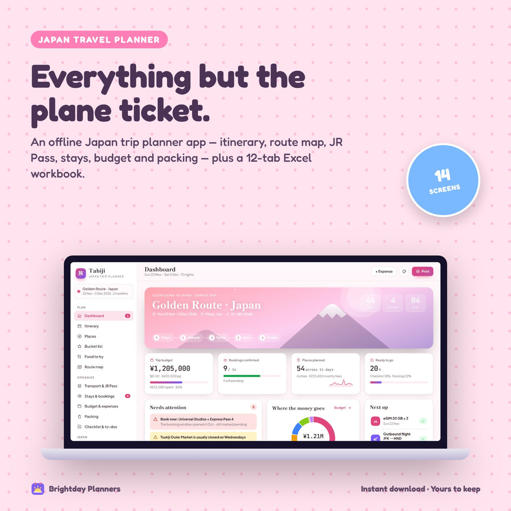 Japan Travel Planner — Everything but the plane ticket