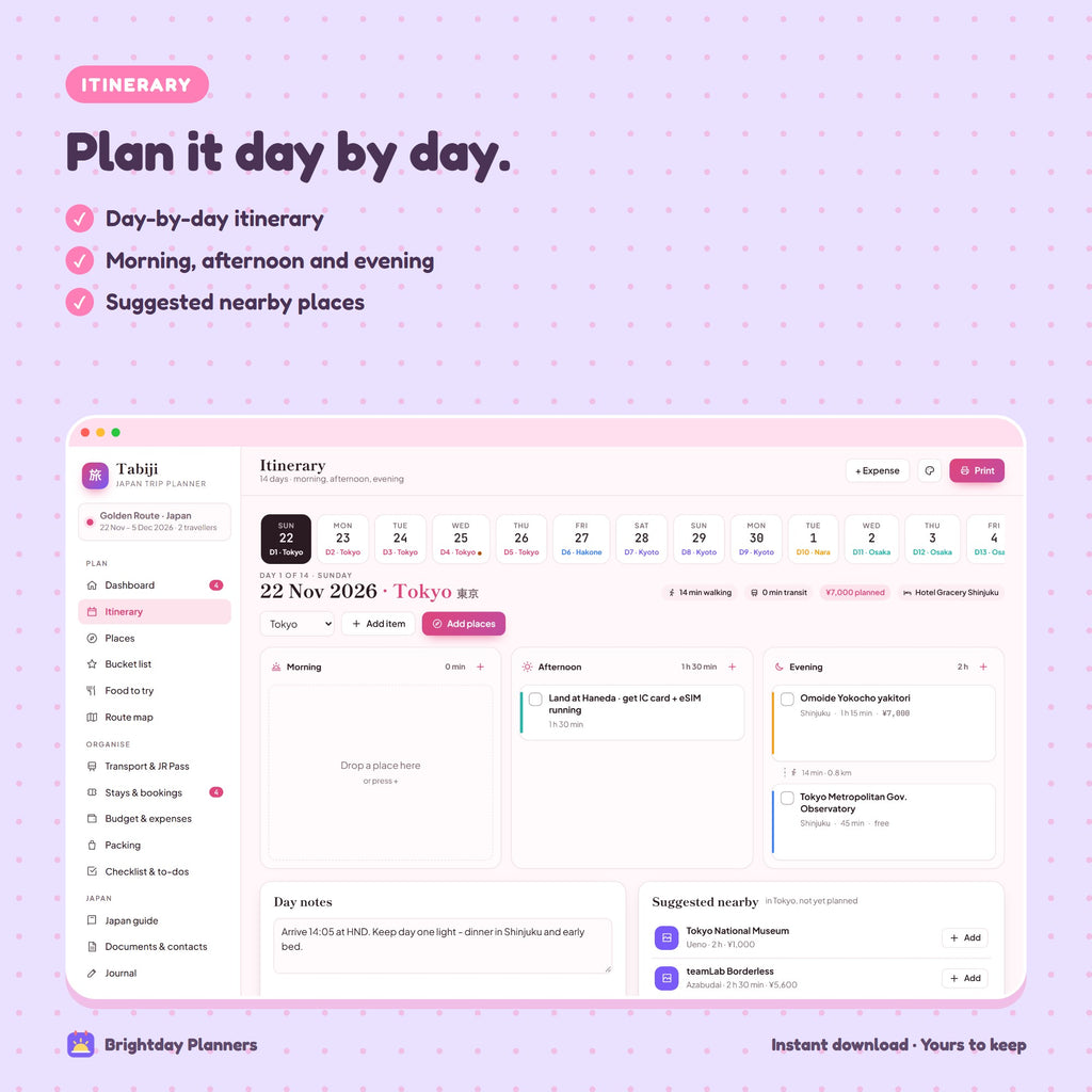 Japan Travel Planner — Plan it day by day